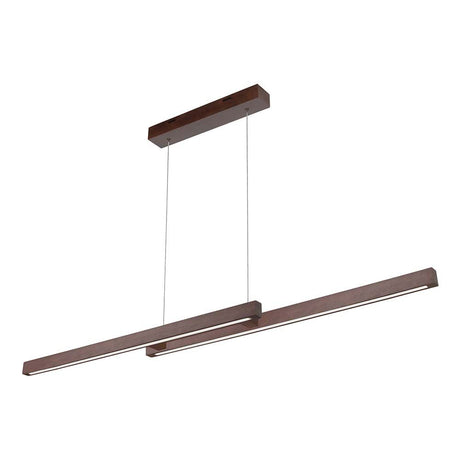 LED Smal Double pendant light Touch dimmer 2100lm walnut in a modern design with a wood finish