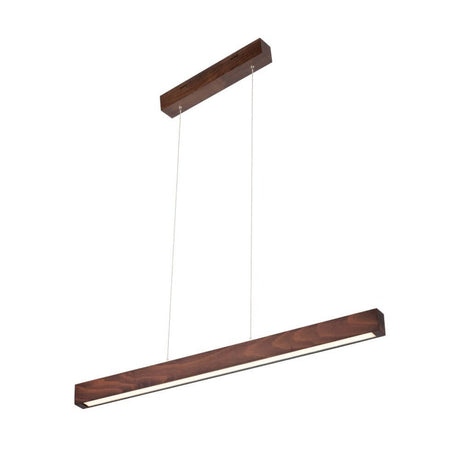 LED Pendelleuchte Smal Touch-Dimmer 2660lm Nuss in modernem Design, braunes Holz und stimmungsvolles Licht.