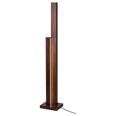 LED Manhattan gulvlampe touch dimmer 3500lm møtrik i et moderne design lavet af valnøddetræ med blødt lys.