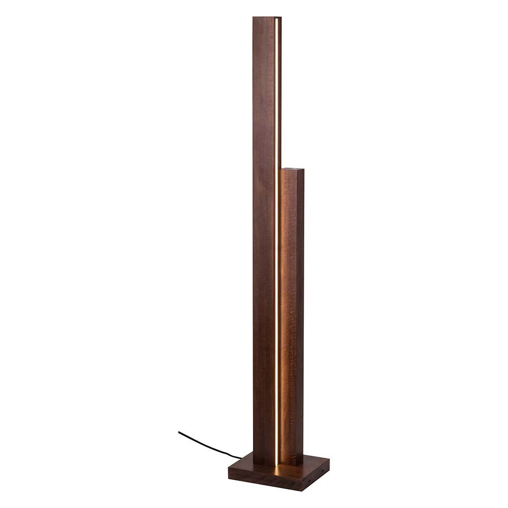 LED Stehleuchte Manhattan mit Touch-Dimmer, 3500lm, in Nussbaum-Optik, modernes Design für stilvolle Innenräume.