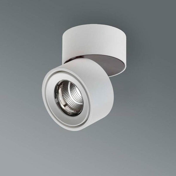 LED-Spotlight Simple Mini Hvid, Sort + hvidt cover på en grå baggrund.