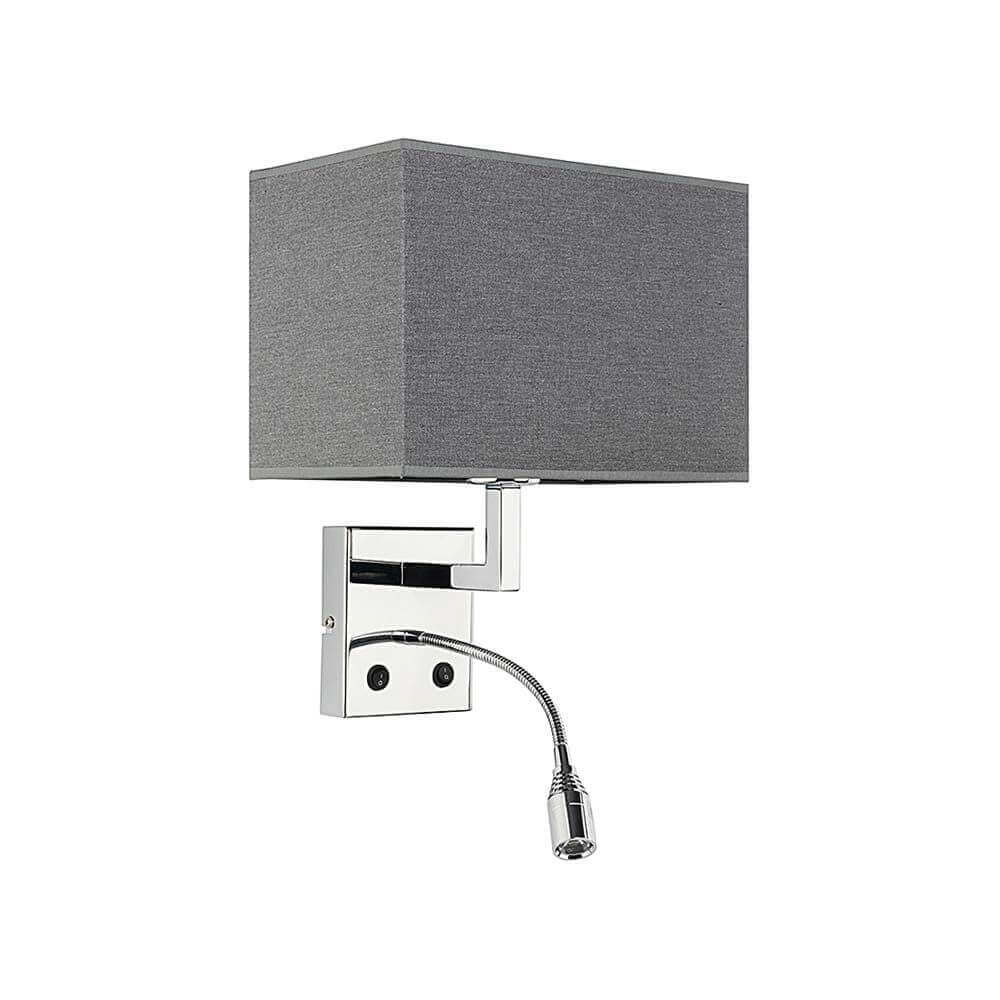 Wandlampe Hotel mit LED-Lesearm Grau, Chrom