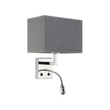 Wandlampe Hotel mit LED-Lesearm Grau, Chrom