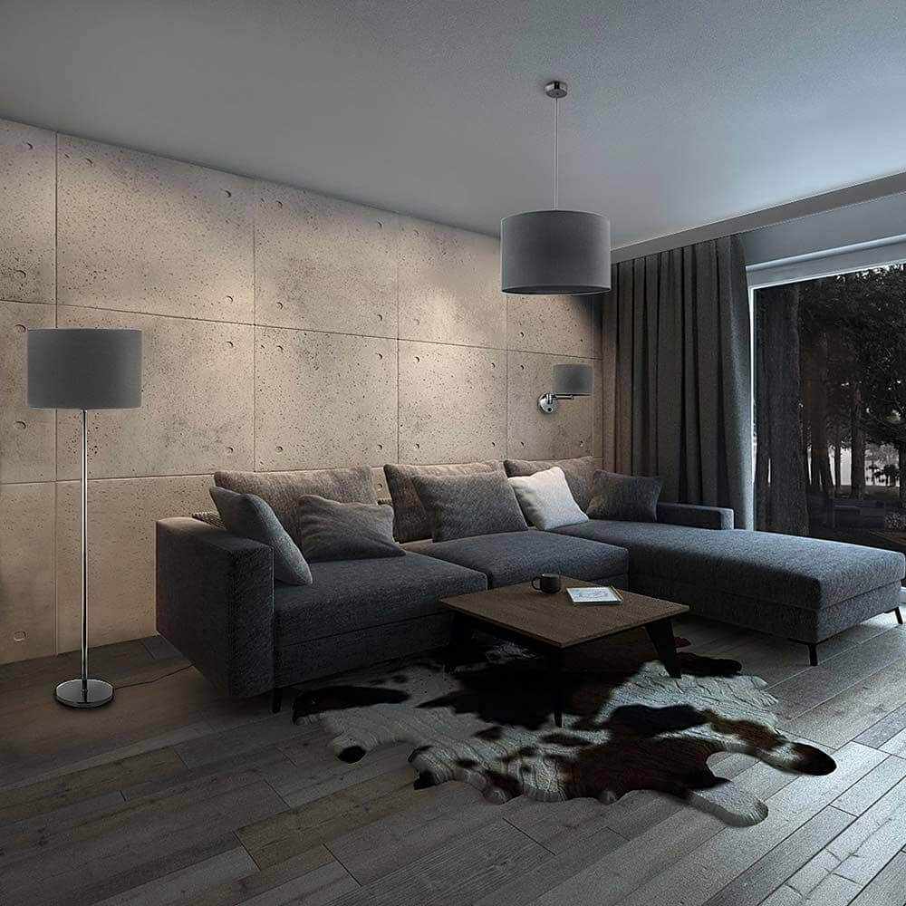 Wandlampe Hotel mit LED-Lesearm Grau, Chrom