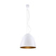 Pendellampe Egg M Ø 39cm Weiß, Goldfarben - moderne Hängeleuchte mit weiß mattierter Oberfläche und goldener Innenseite.