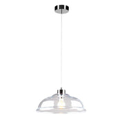 Suspension Molde chromé, transparent au design moderne avec un abat-jour en verre clair.