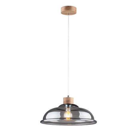 Pendellampe Molde Eiche-Geölt, Rauchglas, Transparent mit stylischem Design und Holzdetails.