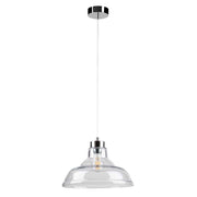 Pendelleuchte Avino Chrom, Transparent mit klarer Glasabdeckung und elegantem Design.
