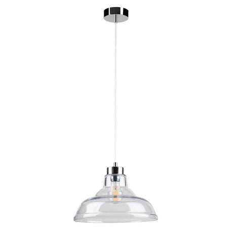 Pendelleuchte Avino Chrom, Transparent mit klarer Glasabdeckung und elegantem Design.