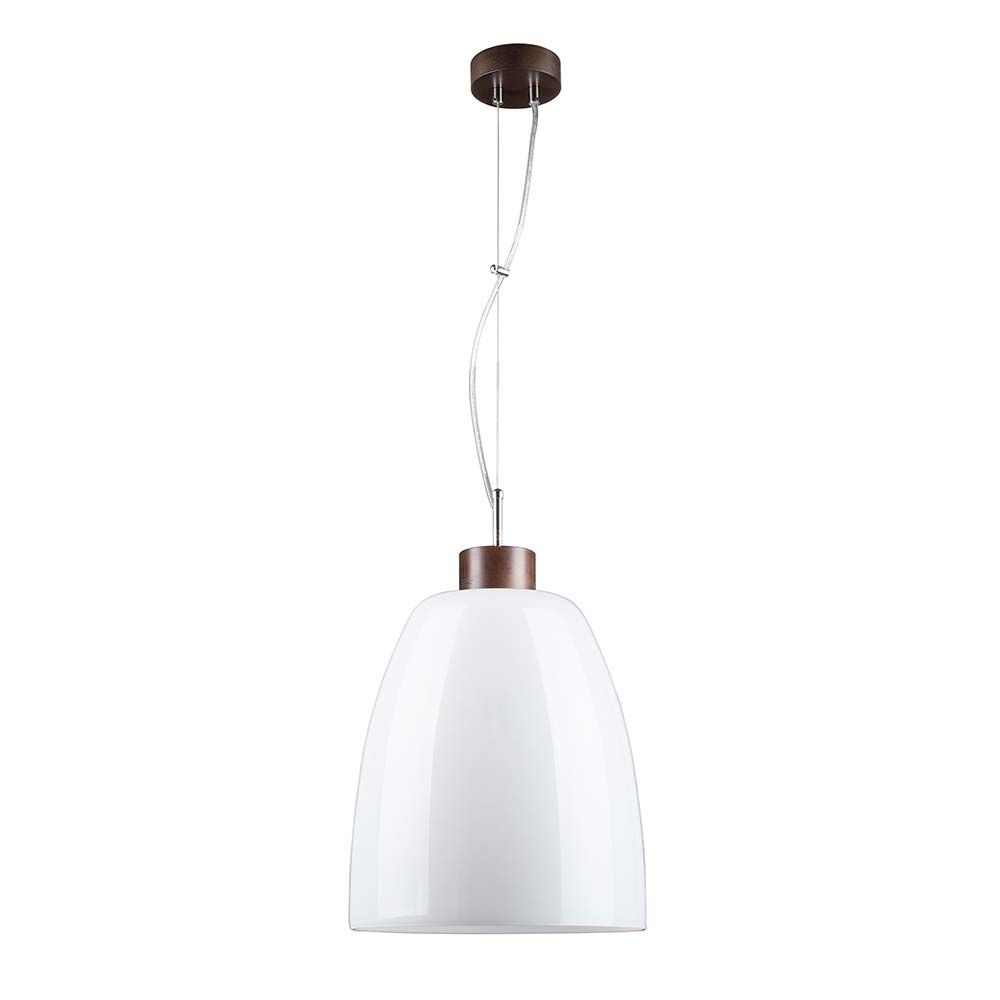 Lámpara colgante Campana nogal, blanco, transparente