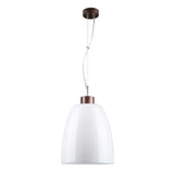 Lámpara colgante Campana nogal, blanco, transparente