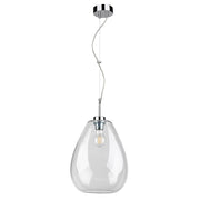Pendelleuchte Piro Chrom, Transparent mit klarem Glasschirm und elegantem Design.