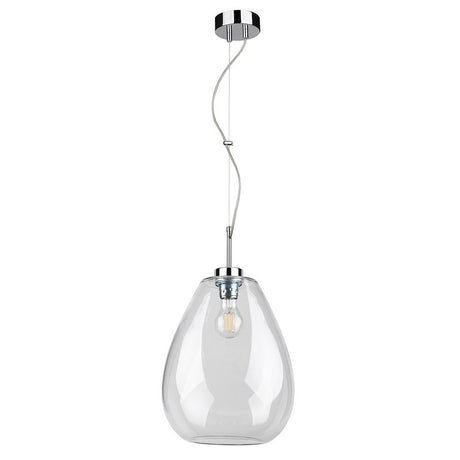 Pendelleuchte Piro Chrom, Transparent mit klarem Glasschirm und elegantem Design.
