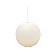 Pianeta controllable LED battery hanging lamp IP54 in round, white design as a stylish pendant light.