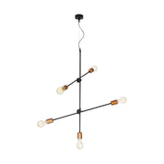Retro pendellampe Sticks med 5 lyskilder. Gullfarget med dobbelt kryssende design og justerbare stenger.