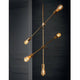 Retro Hängeleuchte Sticks 5-flg. Goldfarben in modernem Design mit verstellbaren Stäben und E27-Fassungen.