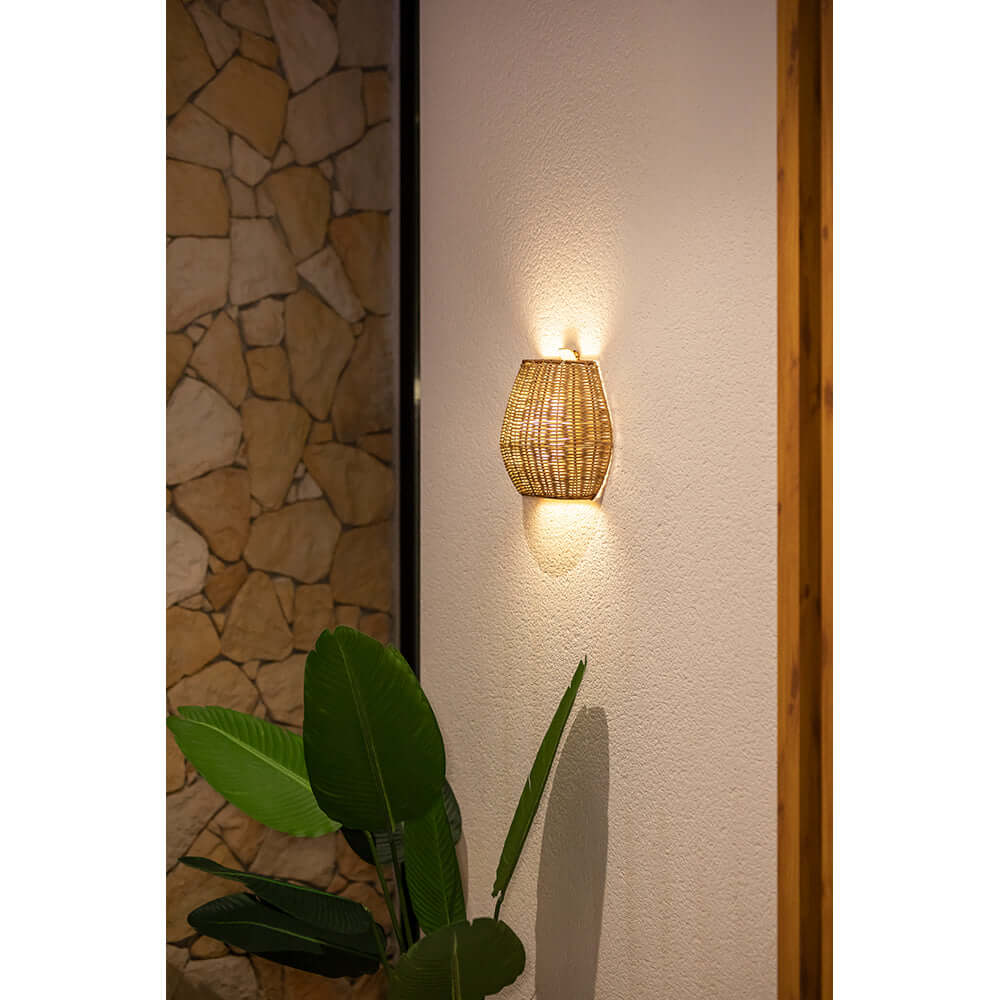 SAONA BOHO BOTHORES DE PARELA DE PAREDE LED FEITO DE RATTAN IP54