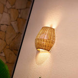 SAONA BOHO BOTHORES DE PARELA DE PAREDE LED FEITO DE RATTAN IP54