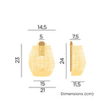 Saona Boho-stijl LED-muurbatterij struiken gemaakt van rattan ip54