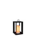 Siroco LED table & outdoor floor lamp flame effect in modern lantern design with battery light.