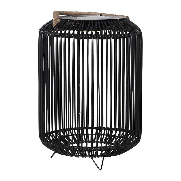 Solar-Laterne LED Sunlight IP44 schwarze Outdoor-Solarlampe mit Gitter-Design und Kord-Henkel