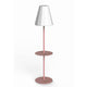 LED Solar-Stehleuchte Helga mit Fernbedienung in modernem Design mit Doppel-Bodenplatte und schickem Lampenschirm.