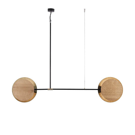 Taklampe Minimal eik med enkle eikeplater, ideell for belysning over spisebordet.