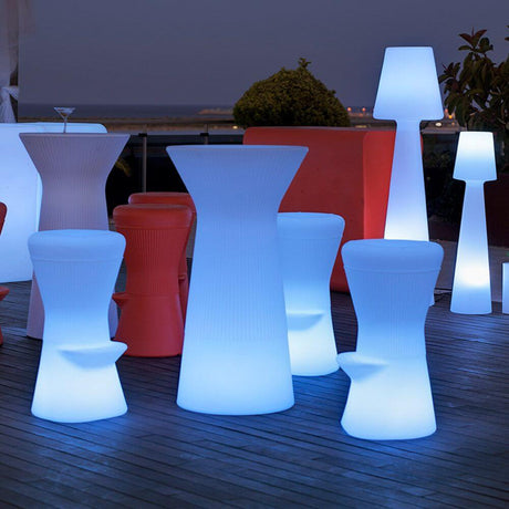 LED beleuchteter Hochtisch Capri 110cm mit Fernbedienung, runder LED-Stehtisch für Chillout-Umgebungen