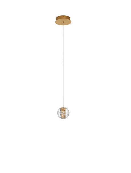 Licio LED pendant light Ø 12cm 3000K gold in a modern interior style, elegant round lampshade.
