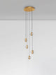 Licio LED Pendelleuchte 5-flammig Ø 31cm 3000K Gold – goldene Hängeleuchte mit fünf gläsernen Kugeln, elegantes Aluminiumgestell, warmes 3000K Licht
