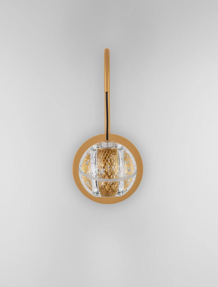 Licio LED Wandleuchte 3000K Gold - elegante Wandleuchte aus Metall und Glas im Glamour-Stil.