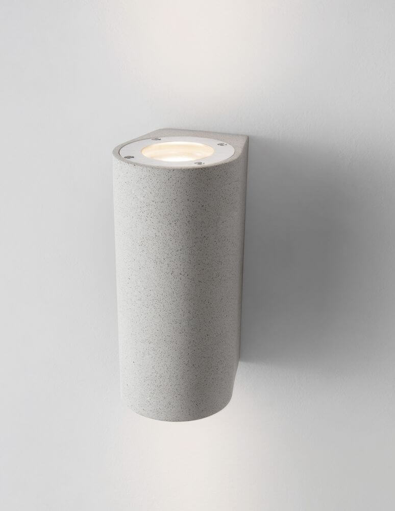 Lido Außenwandleuchte H 18cm GU10 Up & Down IP65 aus Beton und Glas in modernem Design und minimalistischem Stil