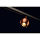 Light Eye GU10 Spot inkl. 1P.-Adapter Kupferfarben an einer Hochvolt-Schiene, edles Design, ideal für moderne Räume.