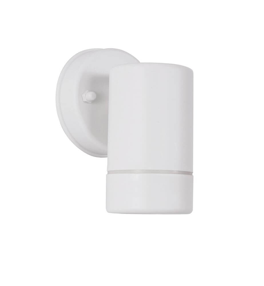 Limbio Außenwandleuchte H 12cm GU10 Down IP54 in modernem Design, weiße Außenleuchte an Wand montiert.