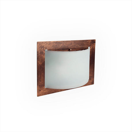 Met Wally W Wandleuchte Medium mit elegantem Holzrahmen und frosted Glas, ideal für moderne Innenräume.