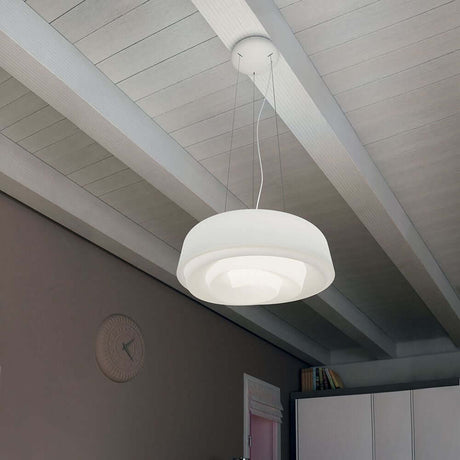 Rose P pendant light on a modern ceiling, offers stylish lighting for any room.