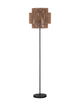 Lito Stehlampe Natur, Schwarz mit Rattan-Schirm und schwarzem Sockel, ideal für Wohn- und Schlafzimmer.