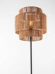 Lito Stehlampe Natur, Schwarz mit hochwertigem Rattan-Schema in moderner Form, ideal für Wohn- oder Schlafzimmer.