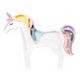 Holzlampe Einhorn mit Regenbogenhaaren und funkelnden Strähnen für eine magische Atmosphäre.
