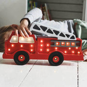Applique et lampe de table pour enfants pompier en forme de camion de pompiers en bois pour enfants avec variateur.
