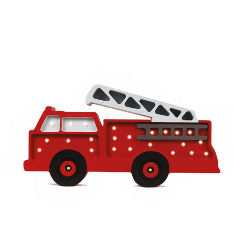 Kinder Wand- & Tischleuchte Feuerwehr in Form eines roten Feuerwehrautos mit Licht.