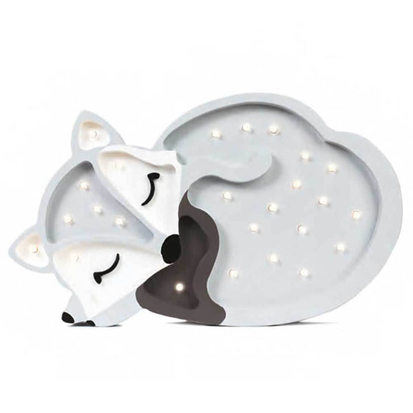 Kinder Wand- & Tischleuchte Fuchs in Form eines schlafenden Fuchses mit Leuchtelementen.