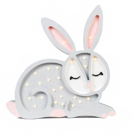 Kinder Wand- & Tischleuchte Hase in Form eines hölzernen Häschens mit Dimmer und Fernbedienung.