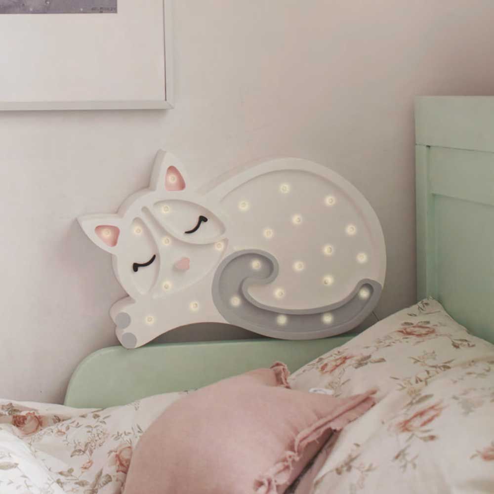 Barn vägg & bordslampa katt