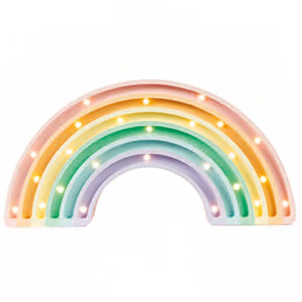 Bunte Wand- und Tischleuchte in Regenbogenform mit integrierten Lichtern und Dimmer.