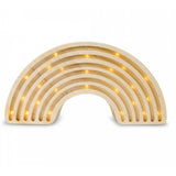 Holzlampe in Regenbogenform mit Dimmer und Fernbedienung für sanftes Licht.