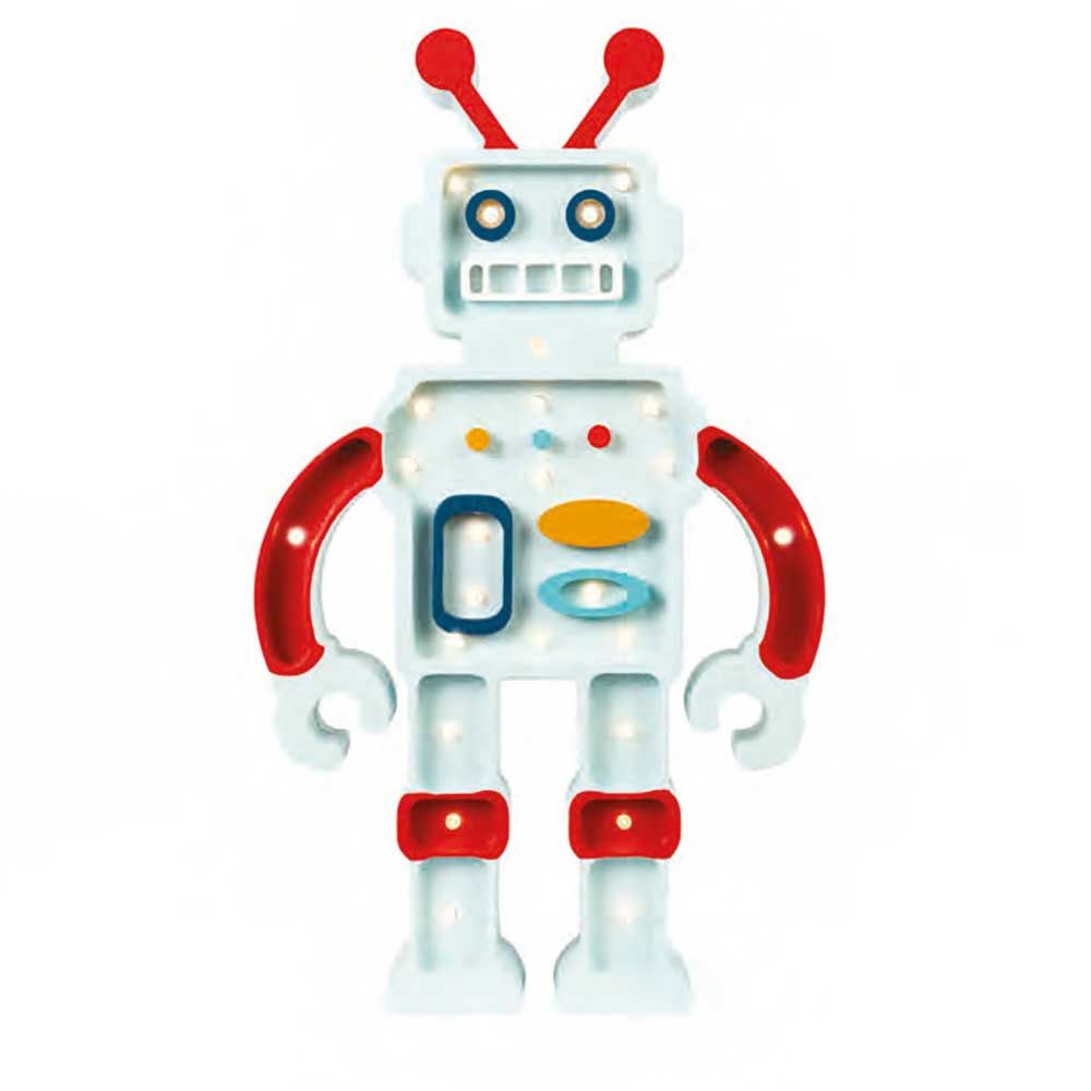 Kinder Wand- & Tischleuchte in Roboterform mit Fernbedienung und Dimmer für individuelle Lichtintensität.