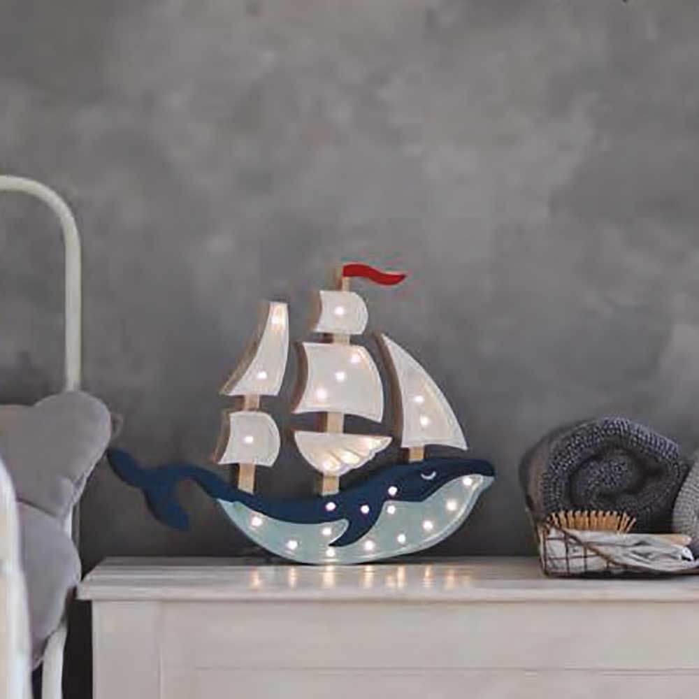 Children wall & table lamp whale ship