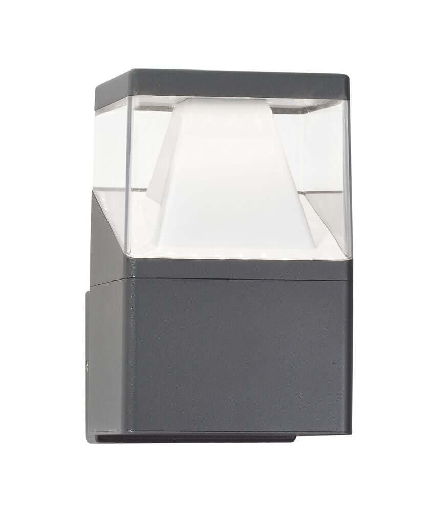 Lock LED Außenwandleuchte 3000, 4000K Dunkelgrau IP54, moderne Außenleuchte für Balkone und Terrassen.