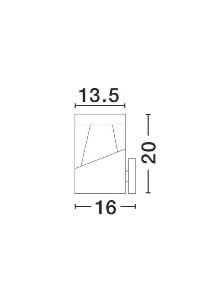 Maßzeichnung der Lock LED Außenwandleuchte 3000, 4000K Dunkelgrau IP54 mit Angabe der Dimensionen.